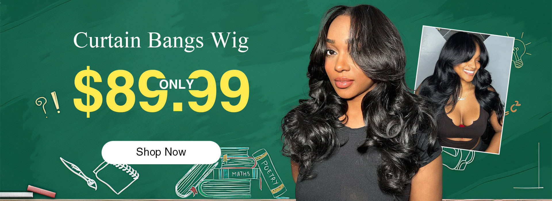 Curtain Bangs Wig Only $89.99