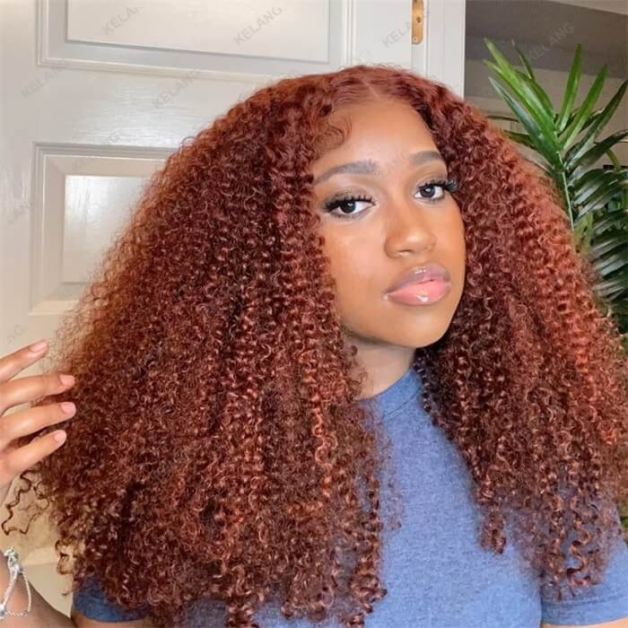 Reddish Brown Color Curly Short Bob Wigs Glueless HD Lace  display picture 2