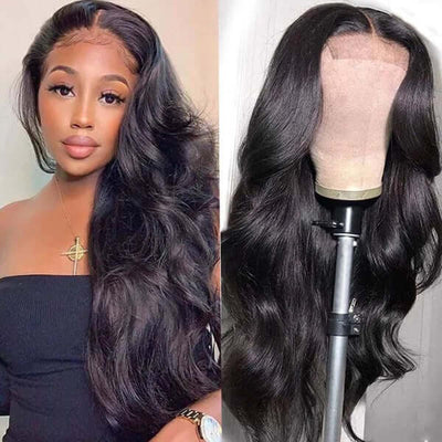 $89  20''4X4 HD Transparent Lace Closure Wigs Body Wave Wig Pre Plucked With Baby Hair Flash Sale