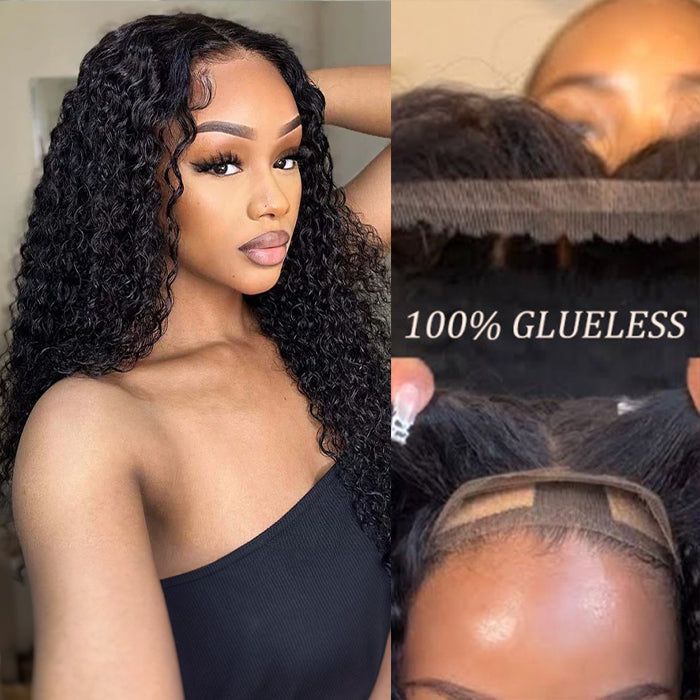 8*5 Pre Cut HD Lace Closure Wigs Kinky Curly Glueless Put On And Go Wig Pre Bleached Knots