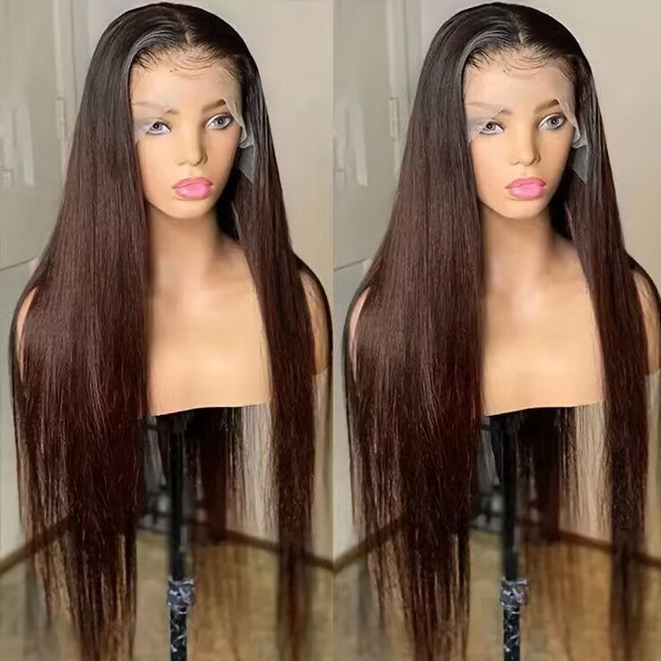 Ombre Brown Color Straight Human Hair Wigs Glueless HD Lace Wigs