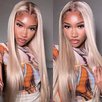Highlight #P18/613 Ash Blonde Human Hair Wigs Body Wave Wigs Blonde Hair With Highlights