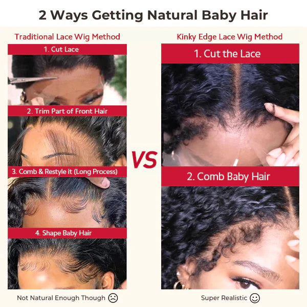 NEW Kinky Curly 4C Edges Realistic Hairline 8x5/360 Pre Cut HD Lace Frontal Glueless Human Hair Wigs