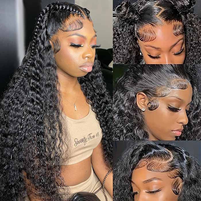 [BOGO] 220% Densiy Pre Plucked Bleached Knots Deep Wave 13x4 HD Lace Front Glueless Wig Special Offer