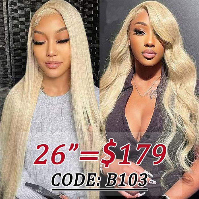 613 Blonde Straight & Body Wave Glueless Wig 8x5 Pre Cut Lace Put On Go Human Hair Wigs