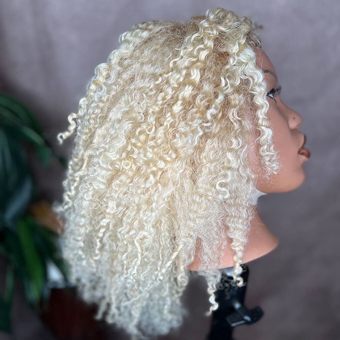 280% Density 613 Honey Blonde 4C Hairline Kinky Edges Jerry Curly Glue ...