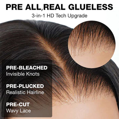 [2Wigs 220%] Left C Part Glueless Wig Wave Wave & Loose Body Wave 8x5 Big Parting HD Lace Wig Flash Sale