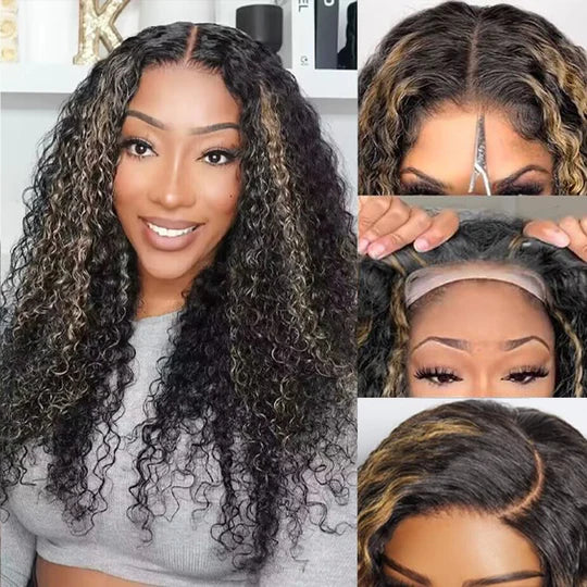 [2Wigs 220%] Highlight Blonde Curly Pre Cut HD Lace Wig + Body Wave Ready Go Glueless Wig Flash Sale