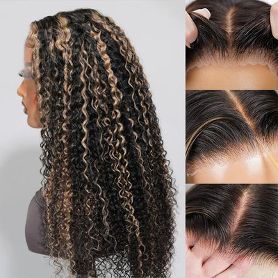 [2Wigs 220%] Highlight Blonde Curly Pre Cut HD Lace Wig + Body Wave Ready Go Glueless Wig Flash Sale