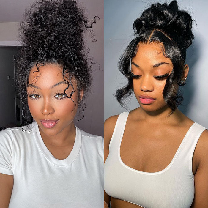 2Wigs 279 | Invisi-string Snug Fit 360 HD Lace Frontal Glueless Wig Bleached Knots HD Lace Body Wave & Curly Wig Special Offer