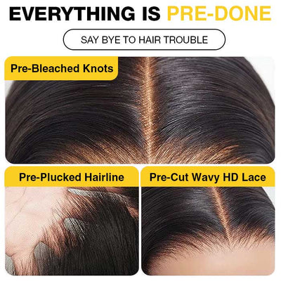 [2Wigs 220%] Left C Part Glueless Wig Wave Wave & Loose Body Wave 8x5 Big Parting HD Lace Wig Flash Sale