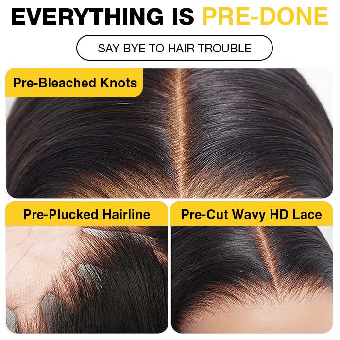 [2Wigs 220%] Left C Part Glueless Wig Wave Wave & Loose Body Wave 8x5 Big Parting HD Lace Wig Flash Sale