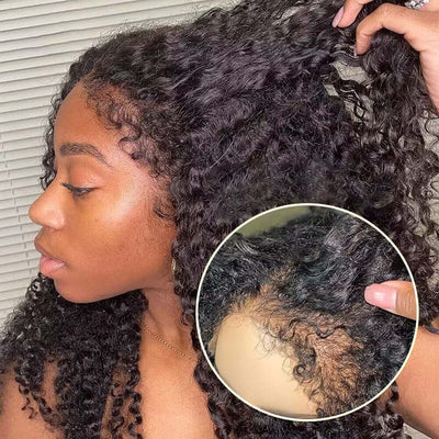 [2Wigs 220%] Pre Bleached Pre Cut HD Lace Wig 4C Edges Curly Wig + Curtain Bangs Body Wave Wig Flash Sale