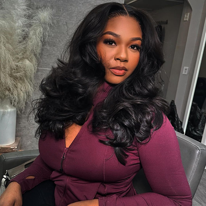 2Wigs $199 | Body Wave Curtain Bangs Wig + 4C Edges Curly Glueless Wig 8x5 Pre Cut HD Lace Wig Flash Sale