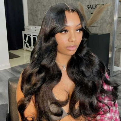 [2Wigs 220%] Glueless Curtain Bangs Straight & Body Wave Wig Human Hair Wear Go Wig Flash Sale