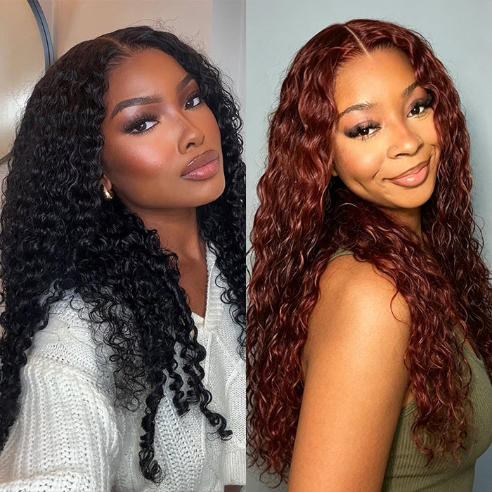 2Wigs $189 | Reddish Brown Curly Glueless Wig + Natural Color 8x5 Pre Cut Lace Curly Wig Special Offer