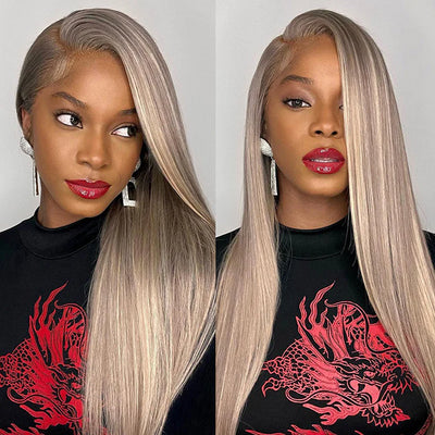 Highlight #P18/613 Ash Blonde Human Hair Wigs Body Wave Wigs Blonde Hair With Highlights