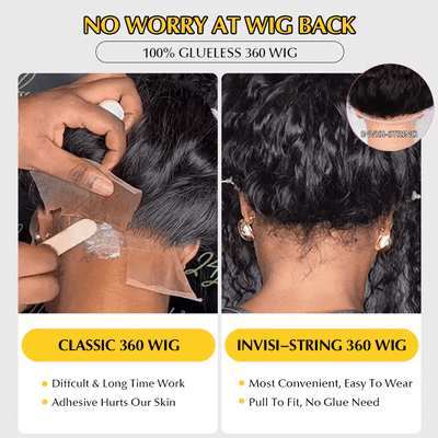 Put On & Go Upgraded Hidden Strap Snug Fit 360 Lace Frontal Wig Glueless Human Hair Wigs Flash Sale