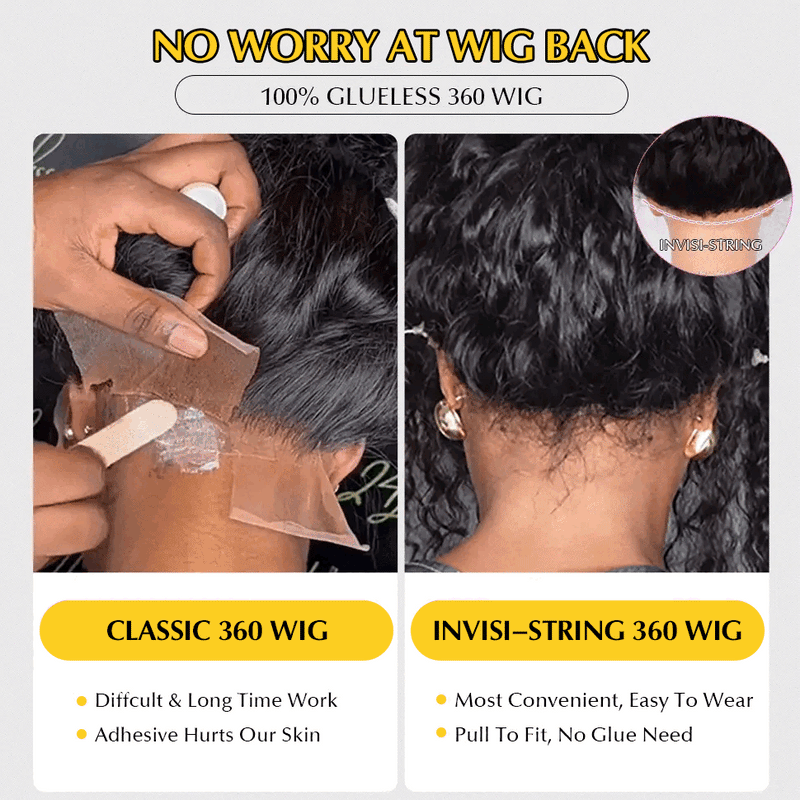 Put On & Go Upgraded Hidden Strap Snug Fit 360 Lace Frontal Wig Glueless Human Hair Wigs Flash Sale