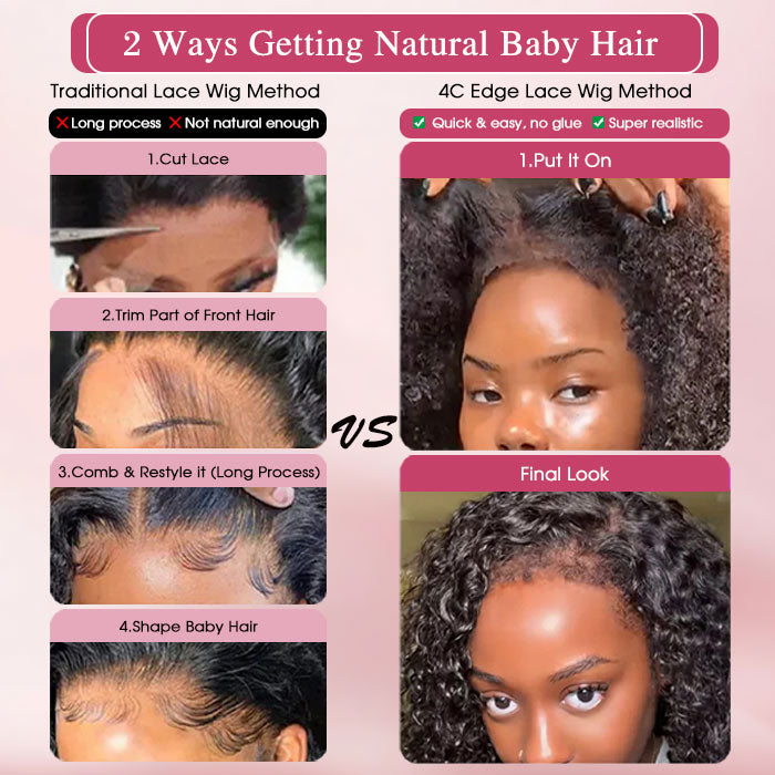 4C Hairline Wigs Kinky Curly 13x4 HD Lace Front Wig With  display picture 1