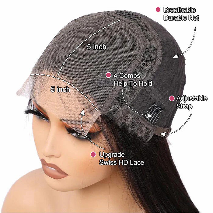 Pre Cut HD Lace Closure Wigs Straight Human Hair Wig Wear  display picture 2