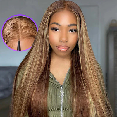 Highlight Wigs #4/27 Straight/Body Wave Upgrade 8x5 Pre Cut HD Lace Put On And Go Glueless Human Hair Wigs
