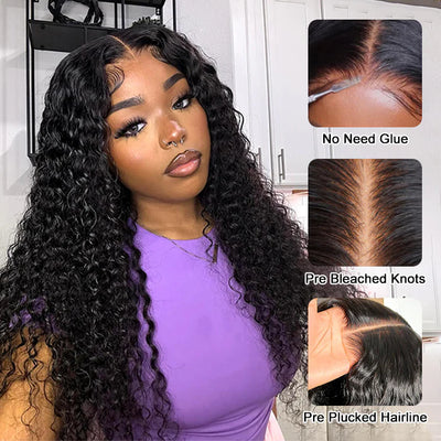 8x5 Pre Cut HD Lace Glueless Wig Deep Wave Human Hair Wigs For Sale 180% Density Special Offer