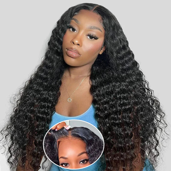 8x5 Pre Cut HD Lace Glueless Wig Deep Wave Human Hair Wigs For Sale 18 ...