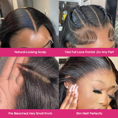 [BOGO] 13x4 HD Lace Front Wig Pre Plucked Natural Hairline Straight Human Hair Wigs for Women Special Offer