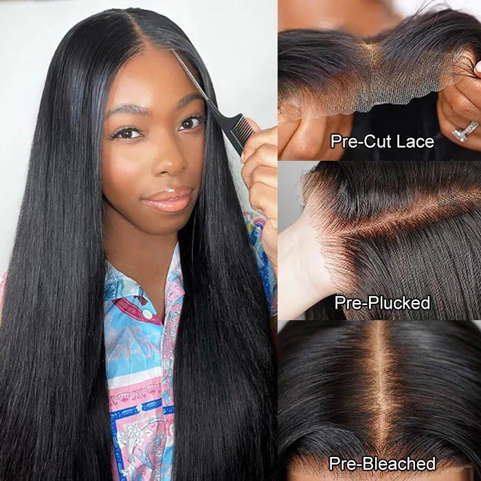 [BOGO] 13x4 HD Lace Front Wig Pre Plucked Natural Hairline Straight Human Hair Wigs for Women Special Offer