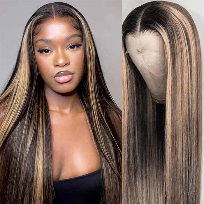 Blonde Highlight 8*5 Pre Cut HD Lace Closure Wigs 