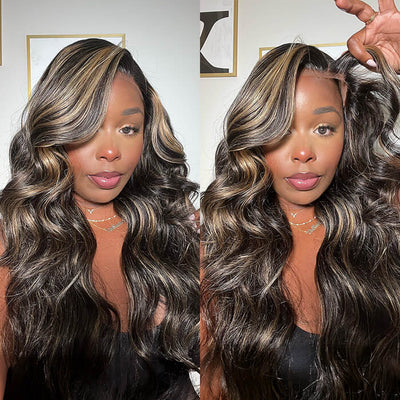 Blonde Highlight 8*5 Pre Cut HD Lace Closure Wigs #P1B/27 Color Glueless Put On And Go Wig