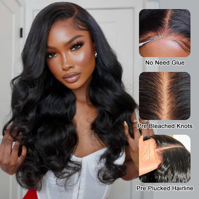 Glueless Ocean Wave Human Hair HD Lace Wig Bleached Knots Middle/Side Part 8x5 Pre Cut Lace Ready To Go Wig Special Offer