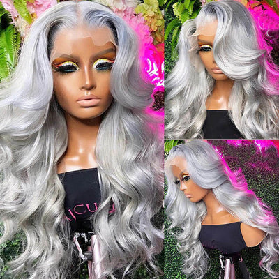 [$299 = 2 Wigs] Grey Body Wave 13x4 Lace Front Wig & P4/27 Highlight Blonde Brown Curly Wig