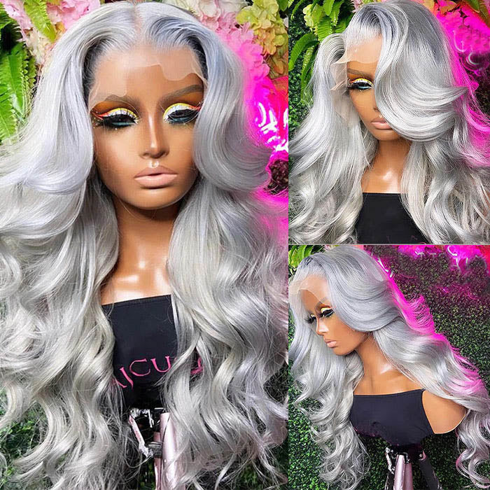 [$299 = 2 Wigs] Grey Body Wave 13x4 Lace Front Wig & P4/27 Highlight Blonde Brown Curly Wig