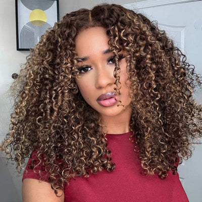 Kinky Edges 4C Hairline Deep Curly Glueless Wig Snug Fit 220% Density 8x5/360 Lace Frontal Wig