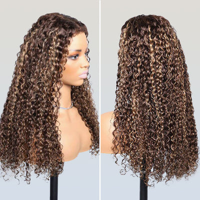 Kinky Edges 4C Hairline Deep Curly Glueless Wig Snug Fit 220% Density 8x5/360 Lace Frontal Wig