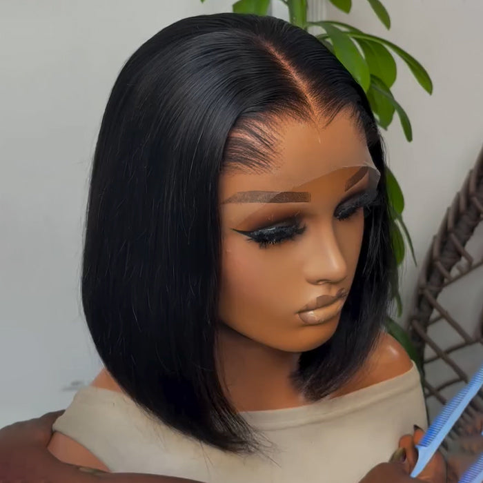 Lagos Hairline Straight BOB Wig Density Flawless M-Shaped 13x4/13x6 HD Lace Front 4C Edges Glueless Wig