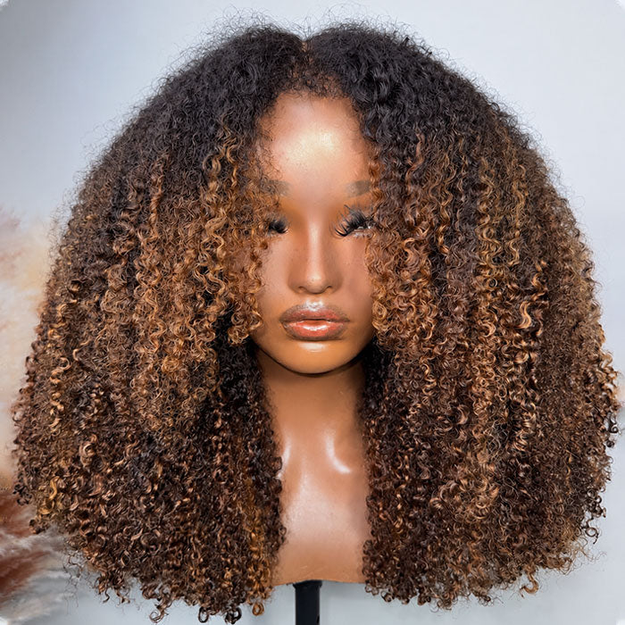 350% Density Ombre Layered Cut Type 4C Hairline Coil Afro Curly ...