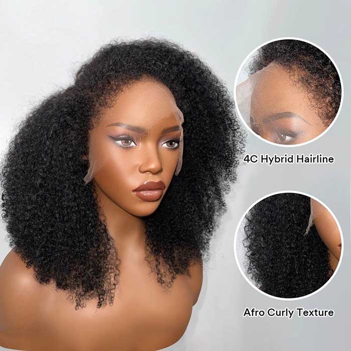 4C Hairline Jerry Curly Wig 220% Density Glueless HD Lace Kinky Edges ...
