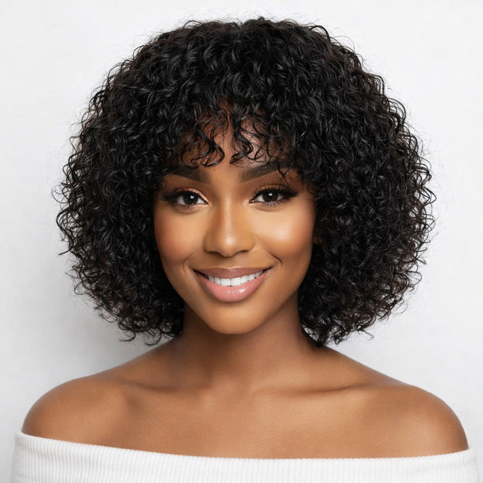 Glueless Curly Pixie Wig with Drawstring Cap Pre Styled  display picture 2