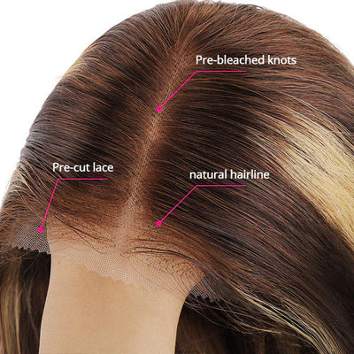 Highlight Wigs #4/27 Straight/Body Wave Upgrade 8x5 Pre Cut HD Lace Put On And Go Glueless Human Hair Wigs