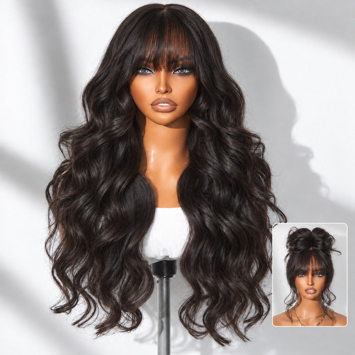 Pre Styled Face Framing Body Wave Wig with Bangs Top Lace Human Hair Glueless Wigs Special Offer
