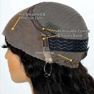 Put On & Go Upgraded Hidden Strap Snug Fit 360 Lace Frontal Wig Glueless Human Hair Wigs Flash Sale