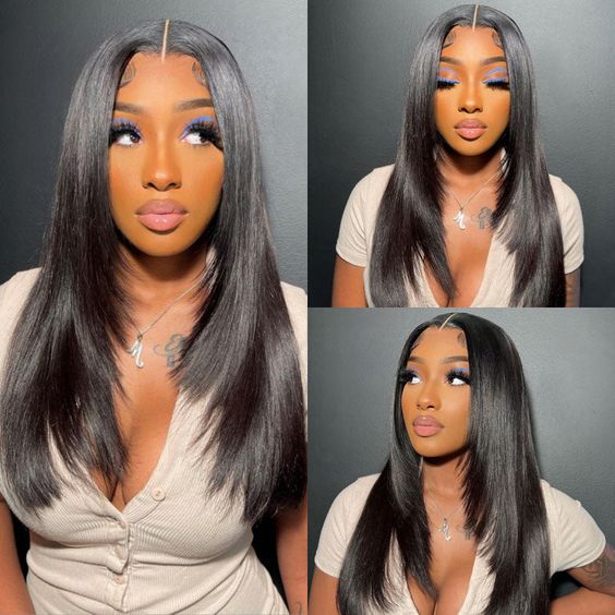 Straight Layer Cut Human Hair Wigs Inner Buckle Butterfly Layered Haircuts 13x4 Lace Front Wig
