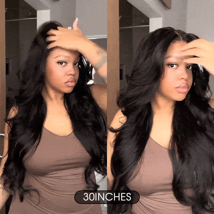 Curtain Bangs Glueless HD Lace Wig Chic Retro Body Wave Human Hair Wigs with Adjustable Strap