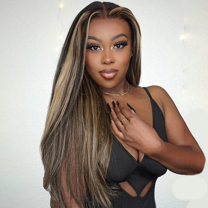 Blonde Highlight 8*5 Pre Cut HD Lace Closure Wigs 