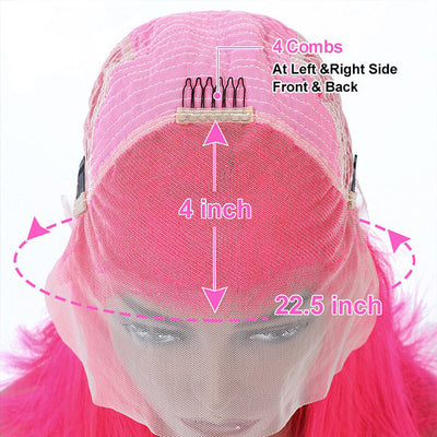 13x4 HD Lace Frontal Human Hair Wigs Straight/Body Wave Pink Color Wig For Women Pre Plucked Bleached Knots