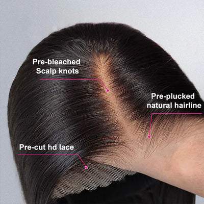 Pre Cut HD Lace Wigs 8x5 Lace Closure Wigs Curly Pre-Bleached Mini Knots Curly Human Hair Wigs