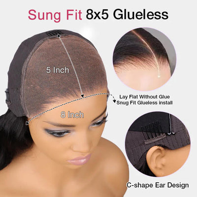 Skunk Stripe Yellow Ginger Brown Face-Framing Curtain Bangs Layered Cut Body Wave HD Lace Human Hair Wig